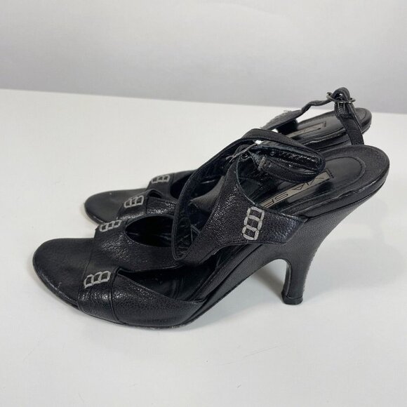 Via Spiga Womens Leather T-Strap Slingback Pump Black 5 M Stiletto Heels Buckle - Picture 3 of 7